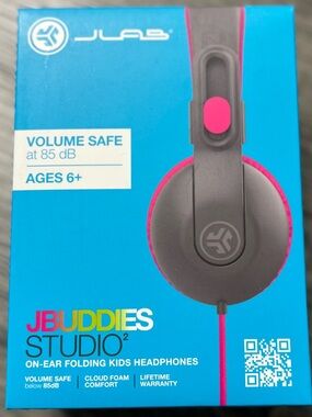 JLab JBuddies Studio2 Kids On-Ear Headphones - Gray & Pink